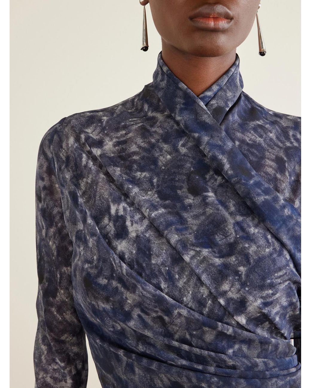Cortana Blue Meena Printed Silk-Chiffon Blouse