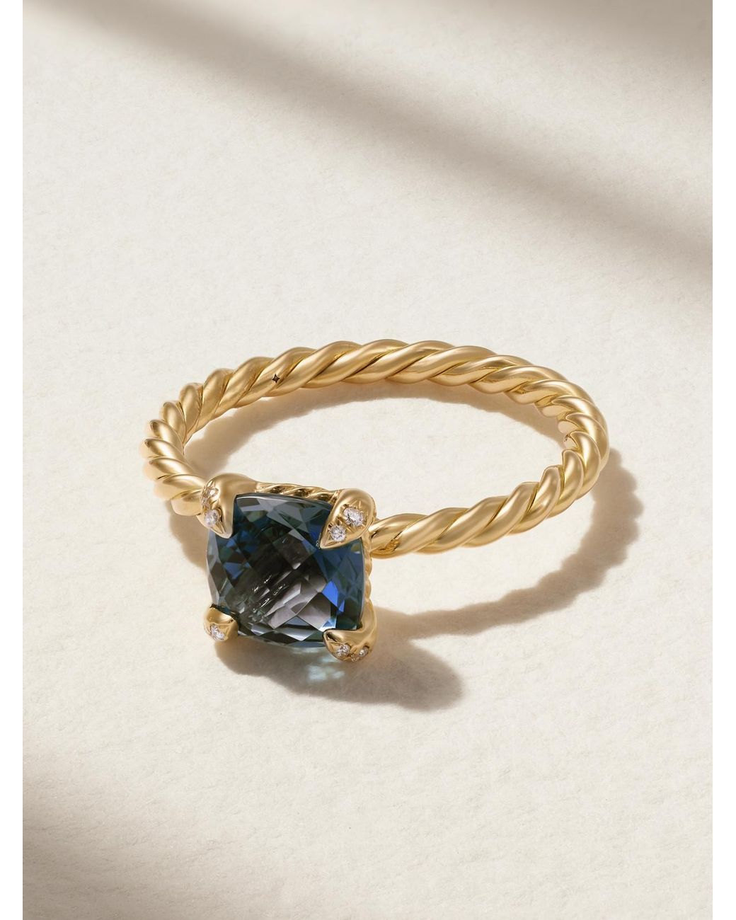 David Yurman Natural Chatelaine 18-Karat, Topaz And Diamond Ring