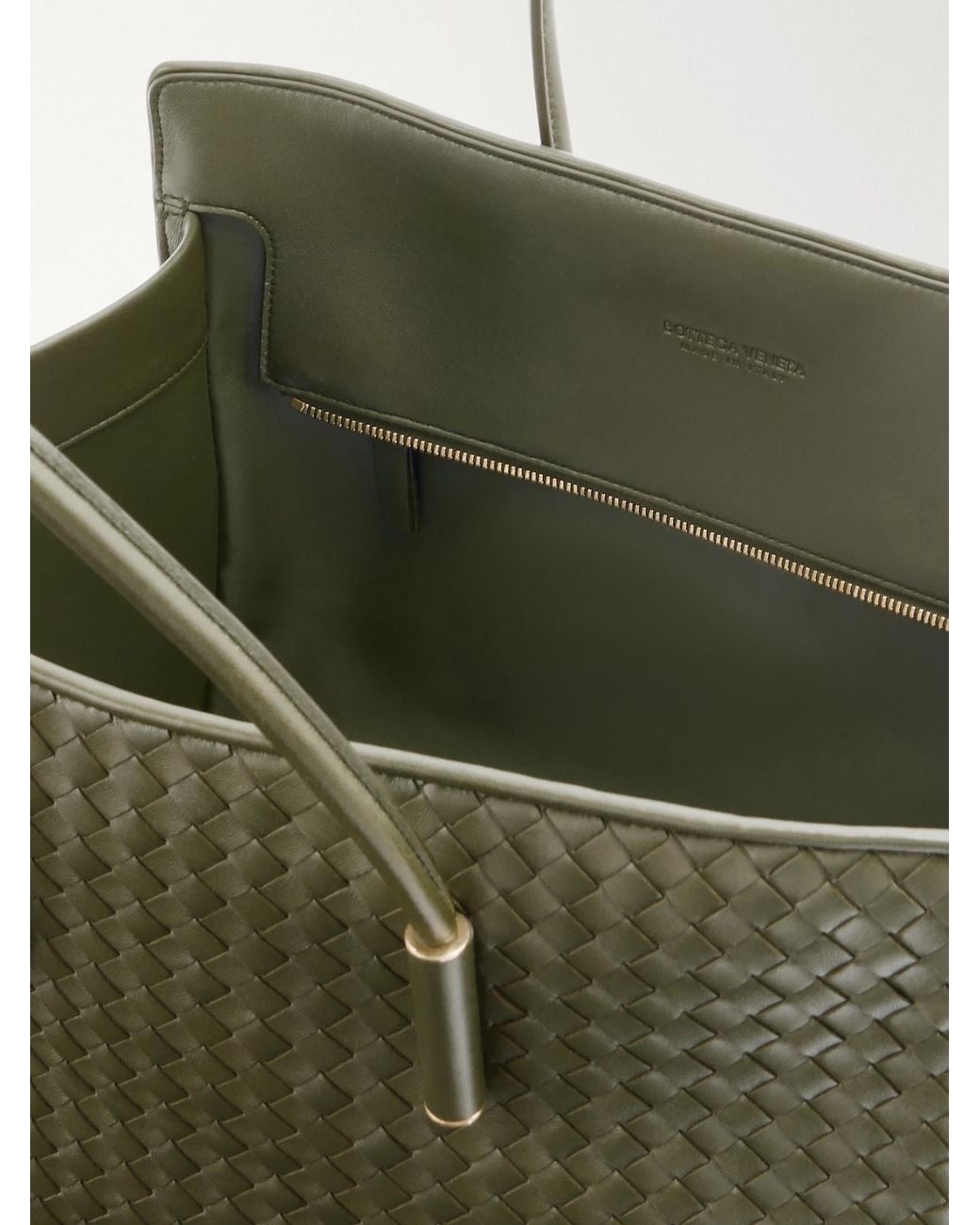 Bottega Veneta Green Barbara Intrecciato Leather Tote
