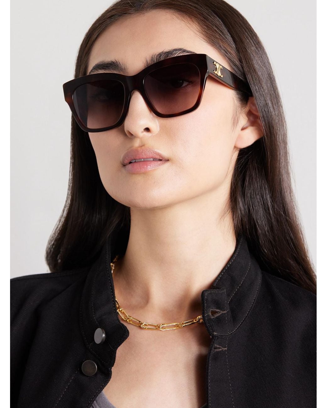 Céline Multicolor Triomphe Square-Frame Acetate Sunglasses