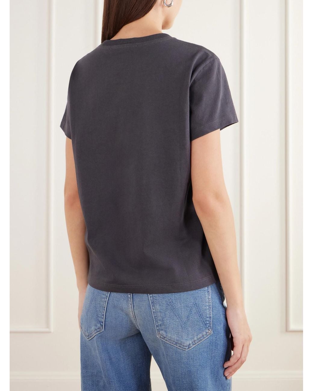 Mother Gray Boxy Goodie Goodie Printed Cotton-Jersey T-Shirt