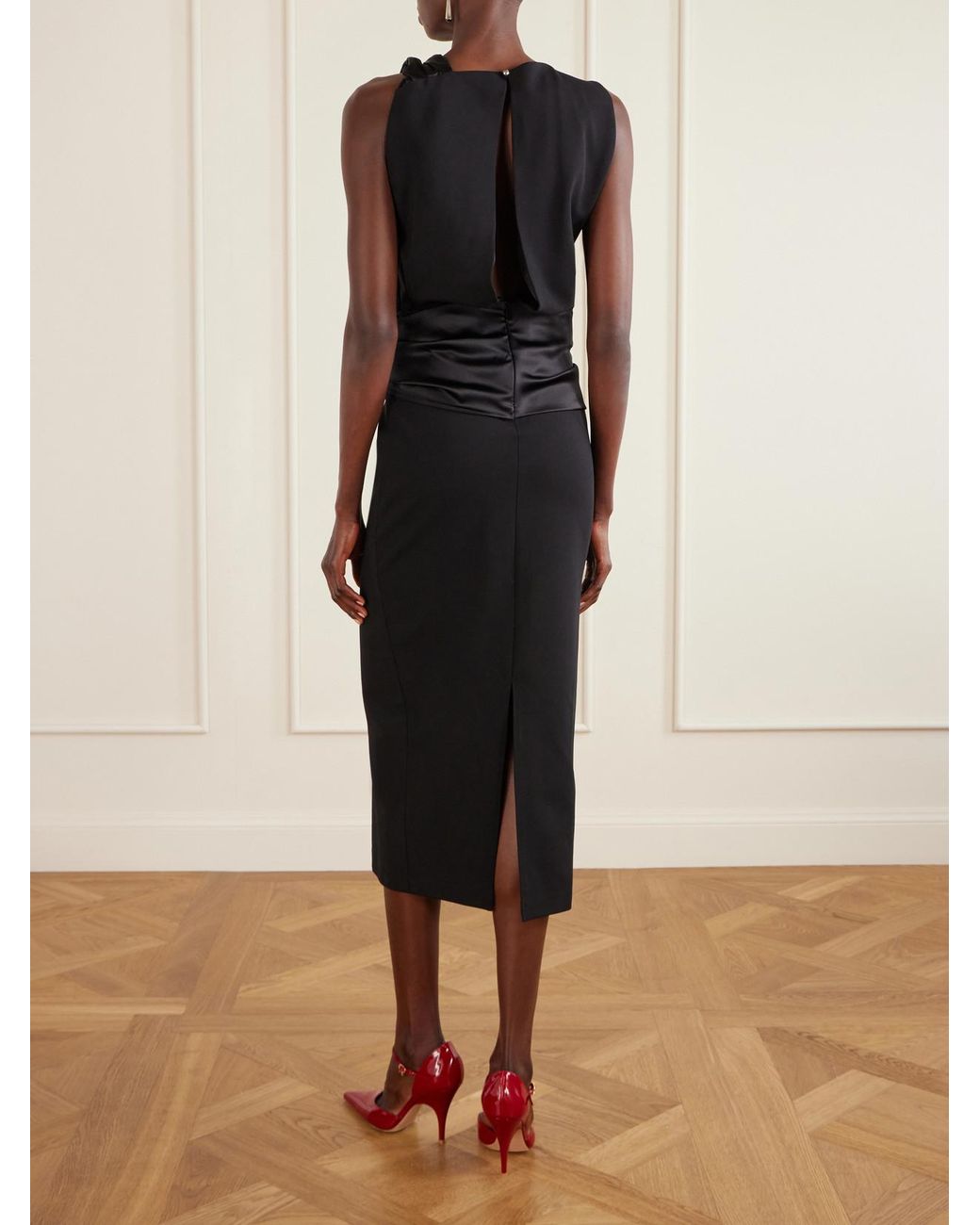 lanvin satin dress Lanvin $3190 Asymmetrical Shoulder Ruffle Blue Silk Satin Dress 40 Alber  Elbaz
