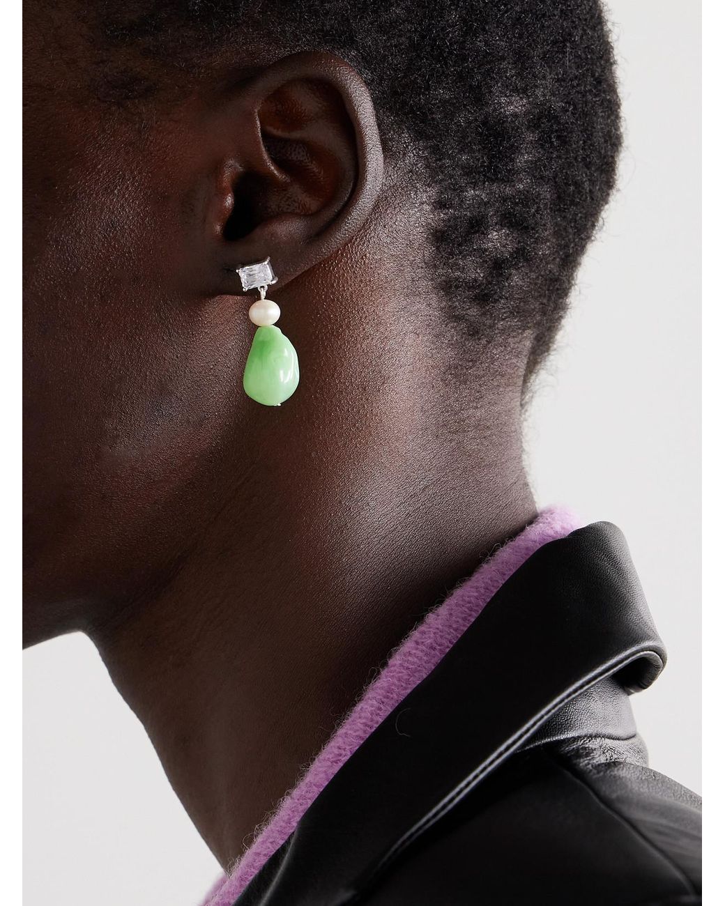 COMPLETEDWORKS White Bio-Resin, Recycled, Cubic Zirconia And Pearl Earrings