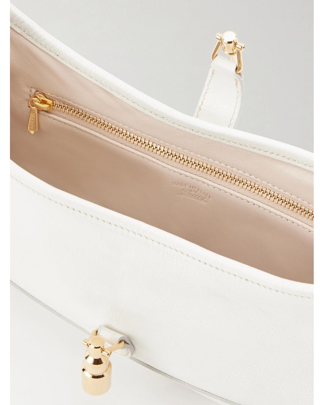 Gucci White Jackie 1961 Slim Textured-Leather Shoulder Bag