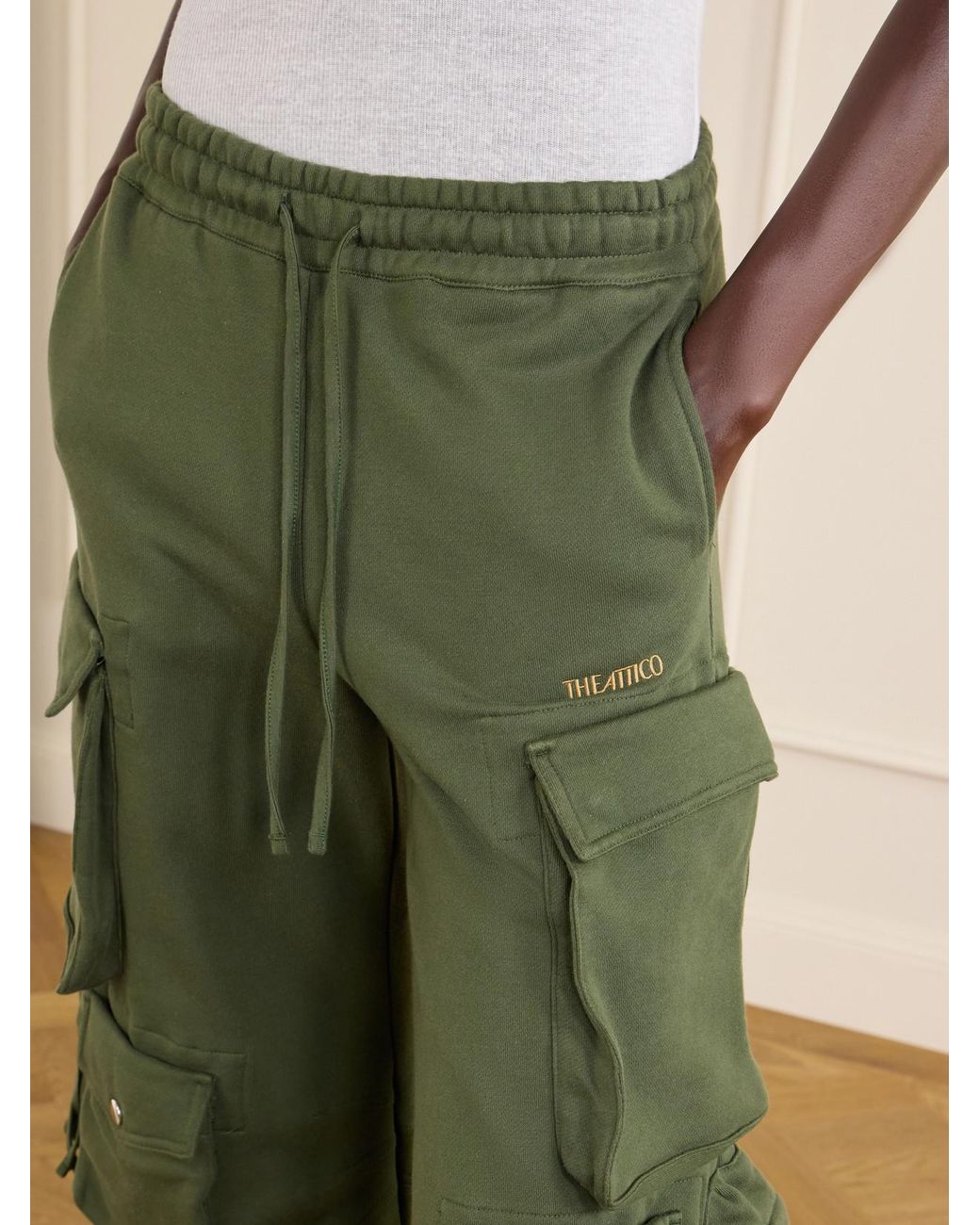 The Attico Green Cotton Tapered Cargo Pants
