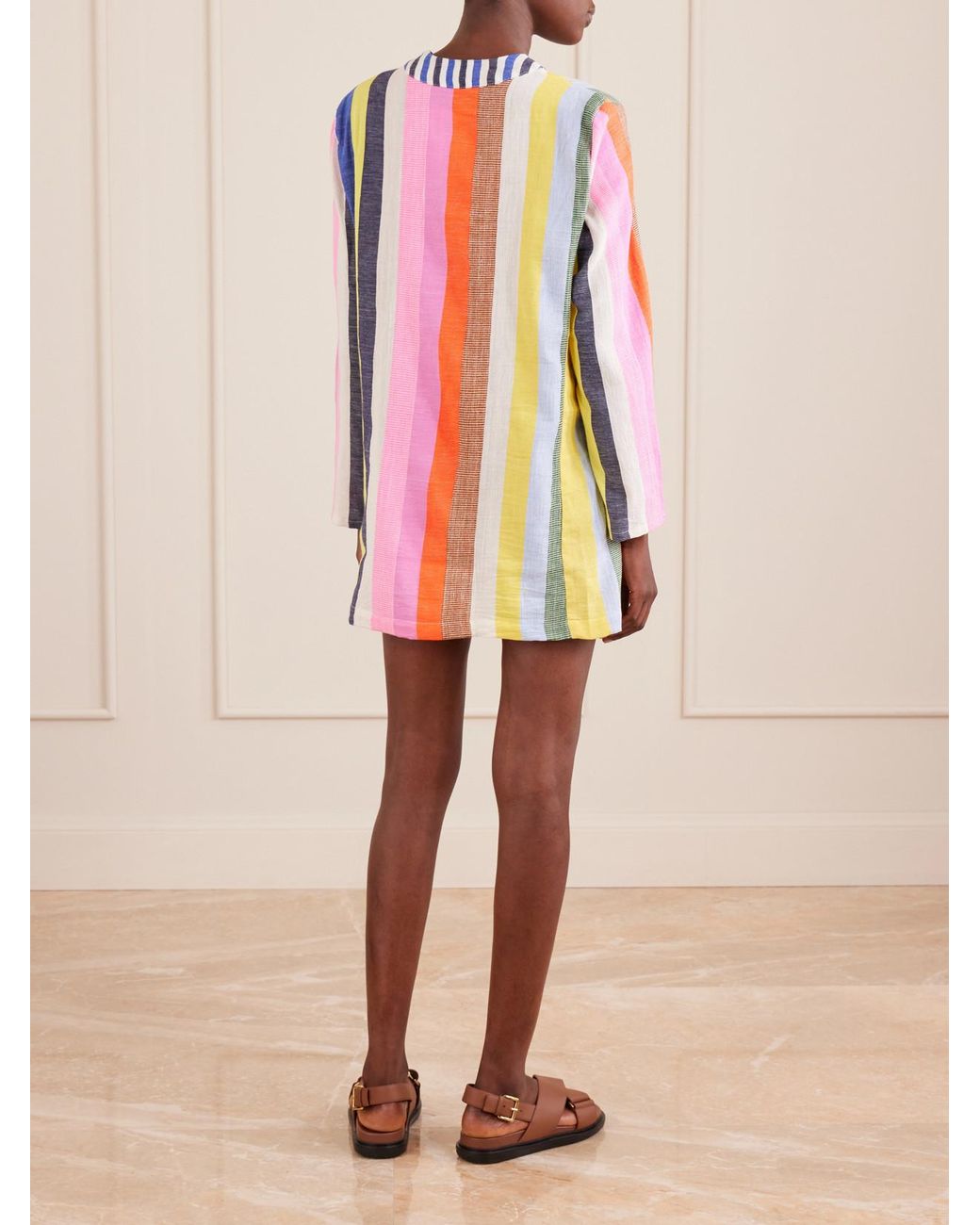 Lemlem White Raey Striped Cotton-Blend Mini Dress