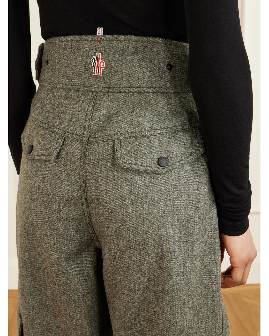Moncler Gray Wool-Gabardine Tapered Ski Pants
