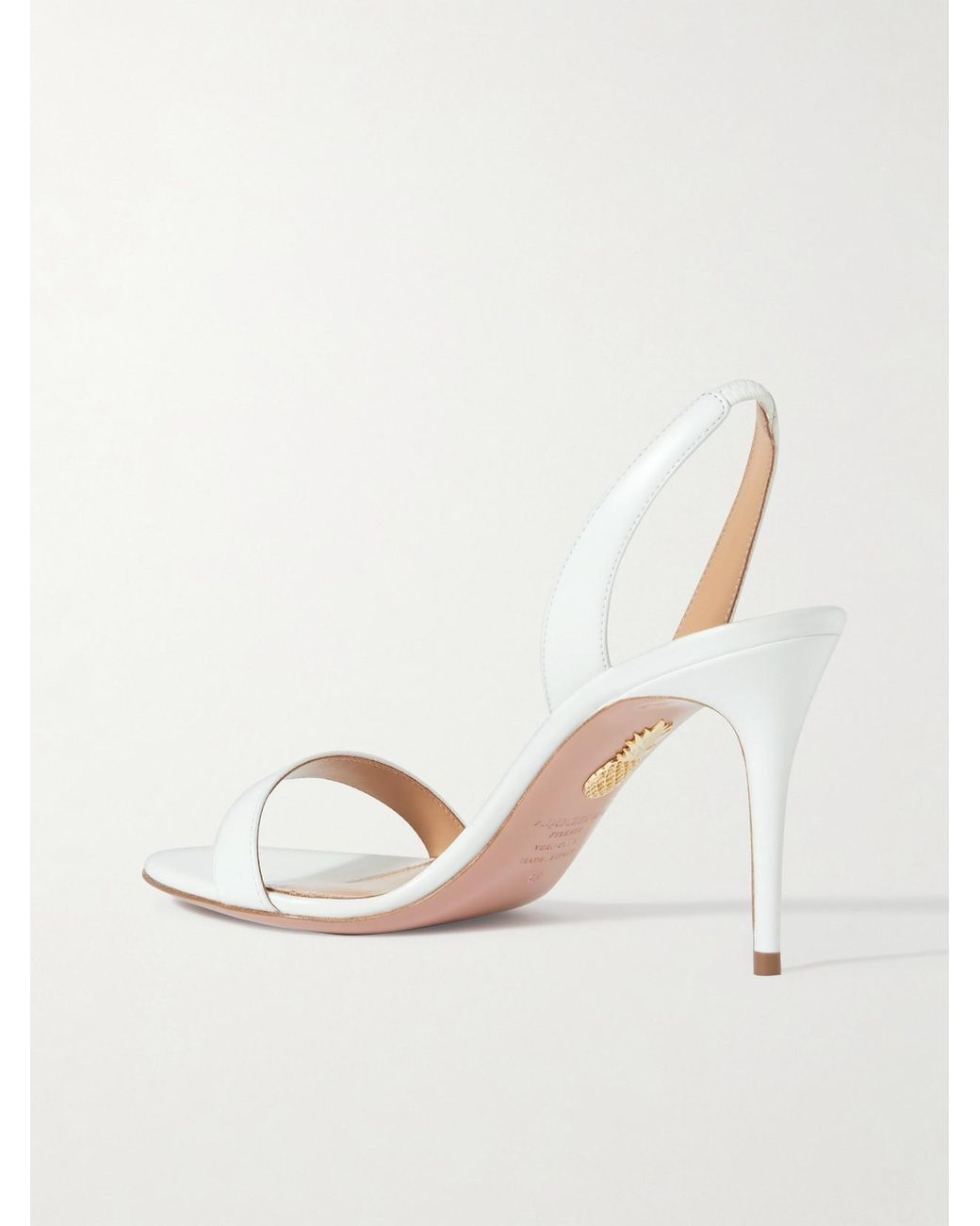 Aquazzura Natural So Nude 85 Leather Slingback Sandals