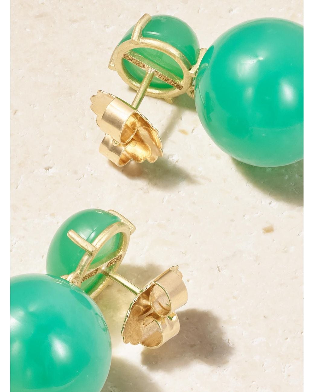 Irene Neuwirth Green Gumball 18-Karat Chrysoprase Earrings