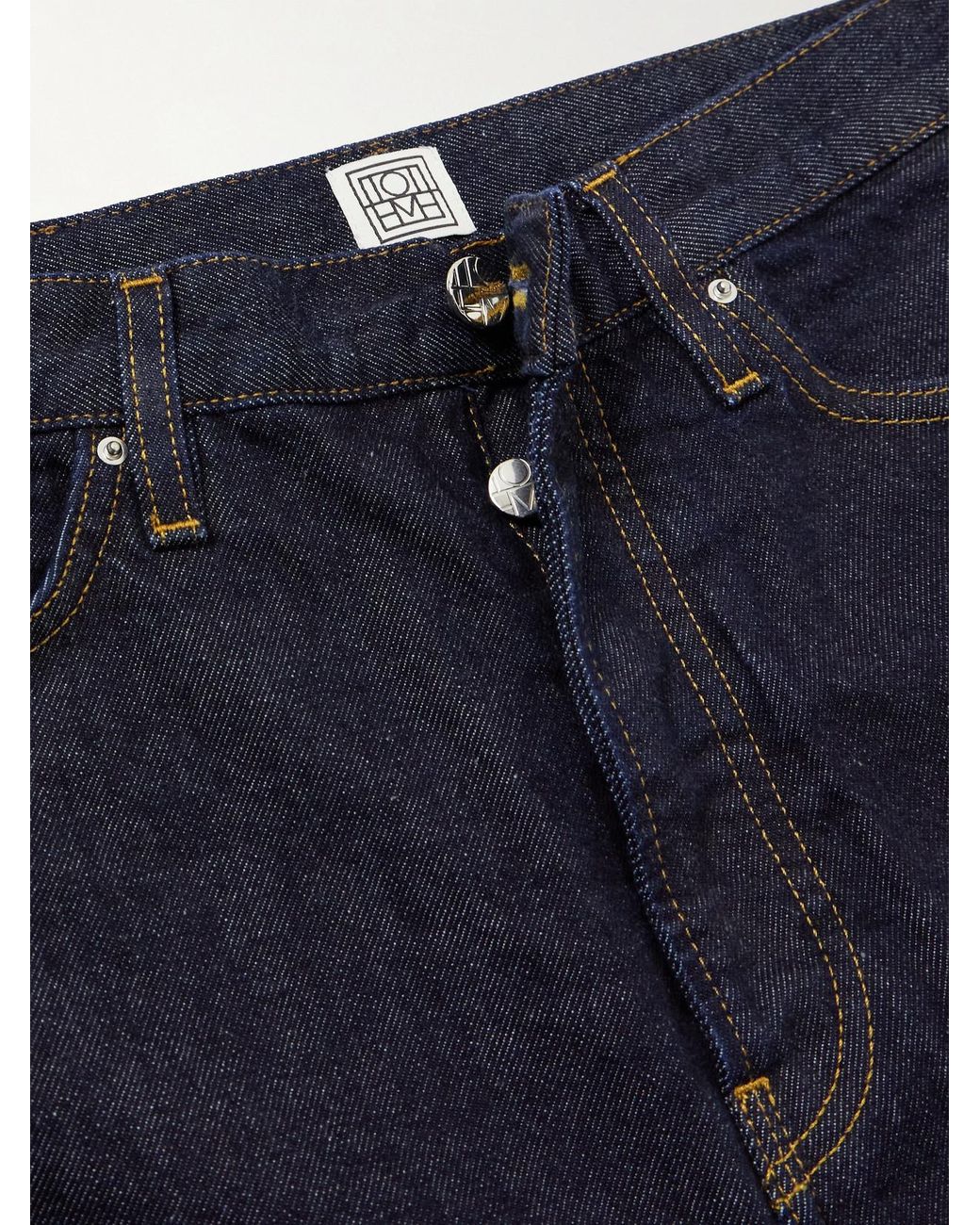 Totême Blue Twisted Seam High-Rise Straight-Leg Jeans