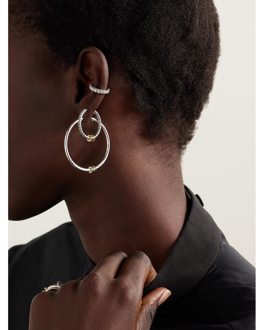 Spinelli Kilcollin Natural Pegasus Sterling And 18-Karat Hoop Earrings