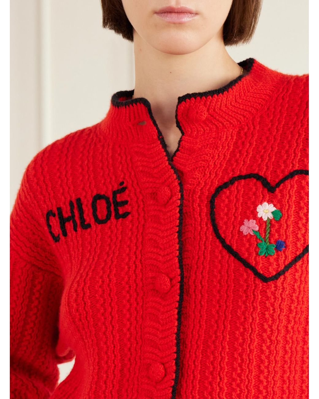 Chloé Embroidered Wool And Cashmere-Blend Cardigan