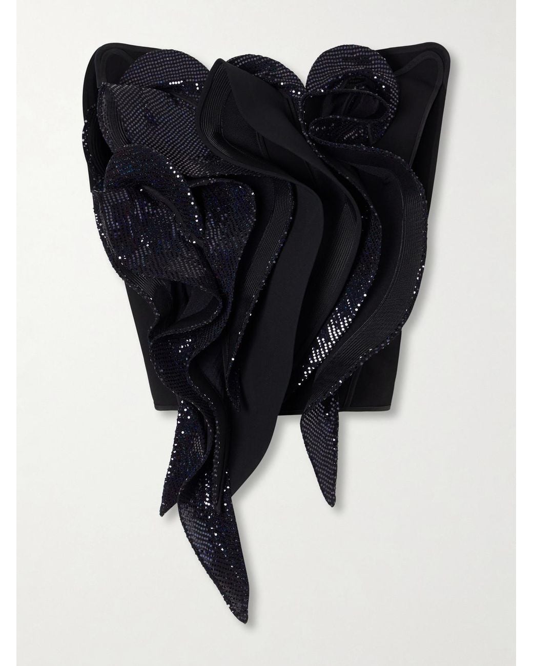 Maticevski Black Lavish Bodice Sequin-Embellished Georgette Blouse