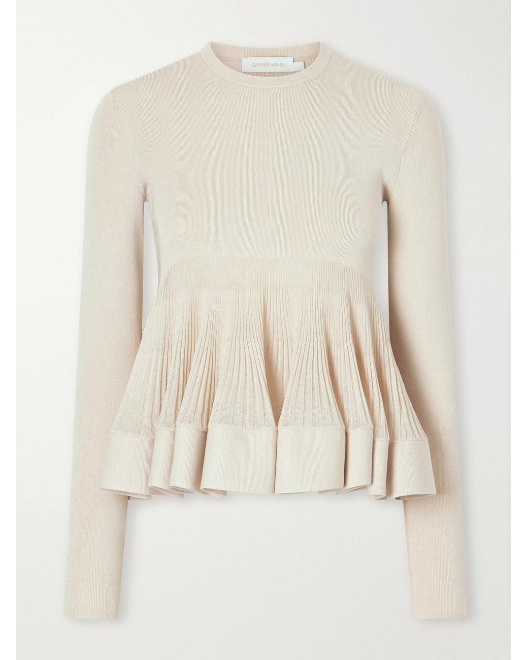 Zimmermann Natural Clash Ruffled Metallic Jersey Blouse