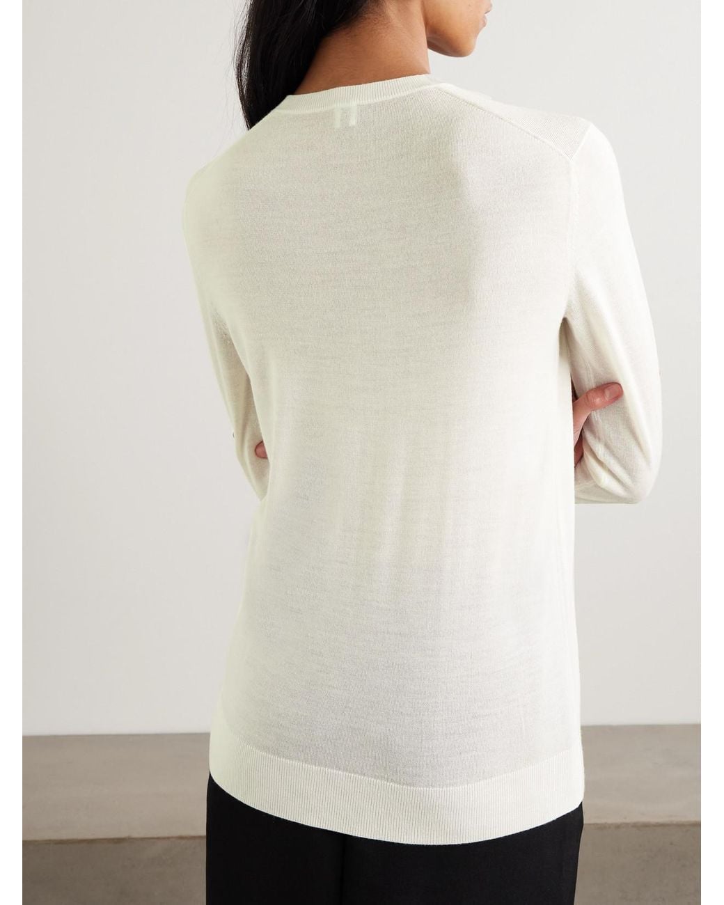 Totême White Garderob Wool And Silk-Blend Sweater
