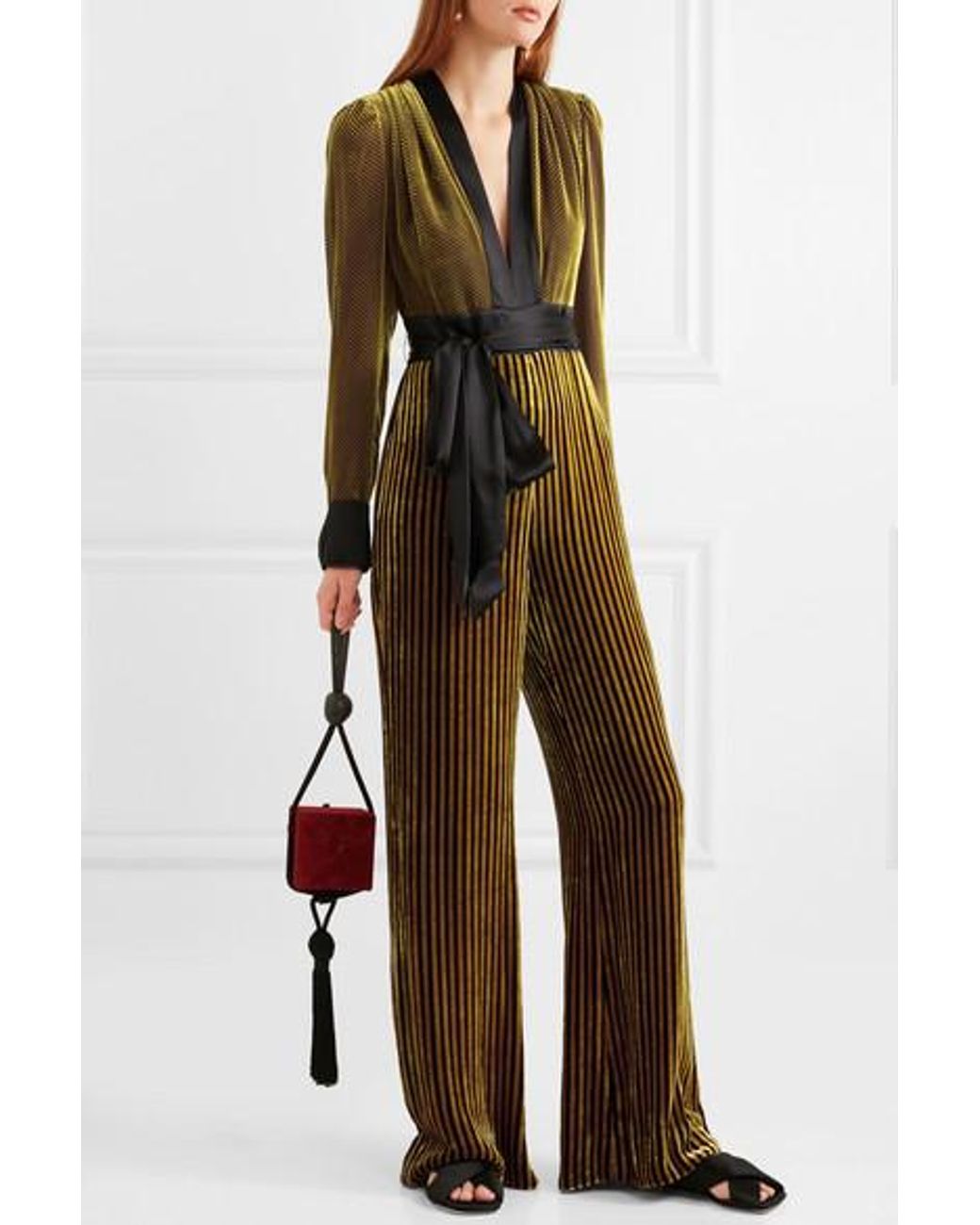Diane von furstenberg velvet jumpsuit new arrivals