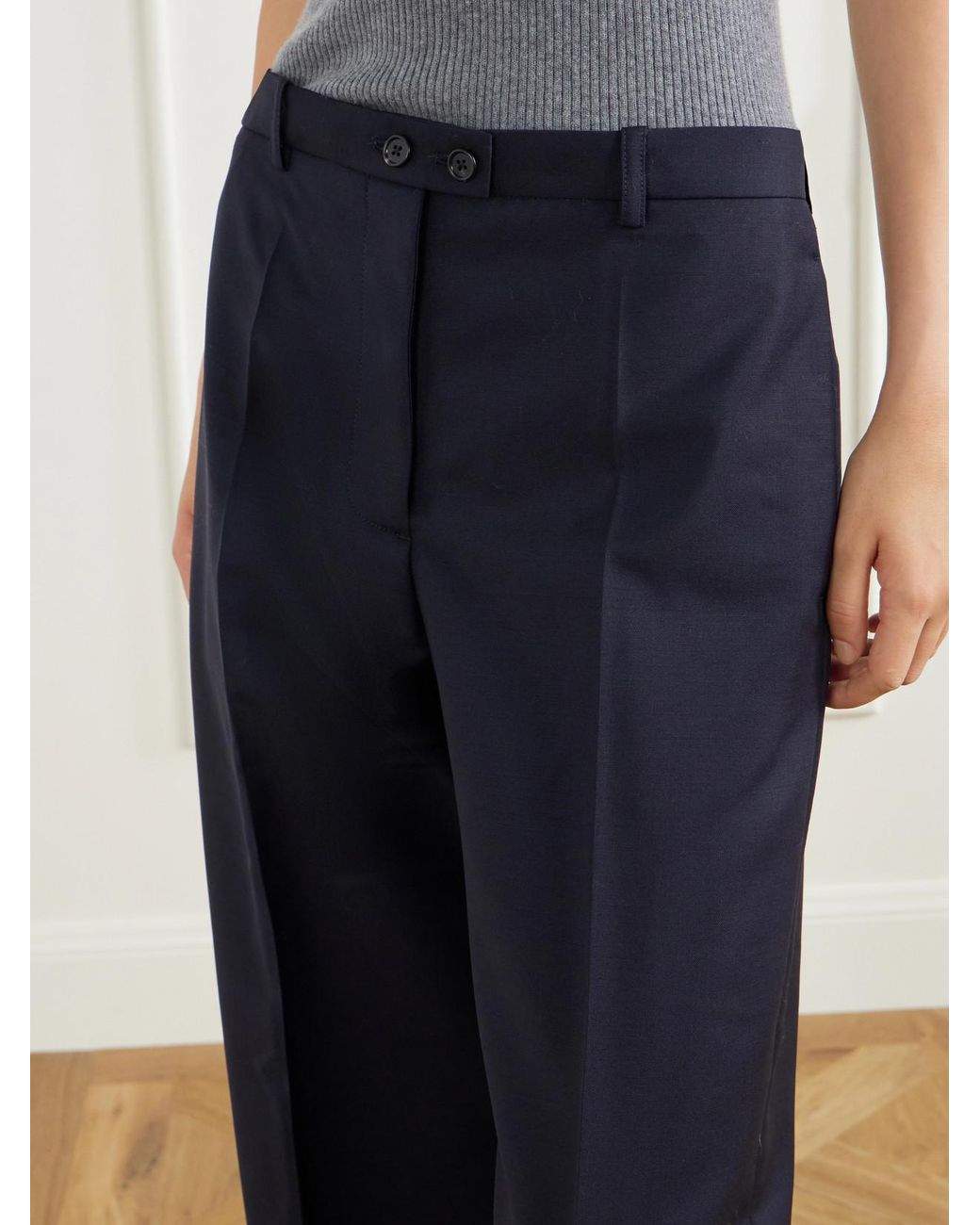 Jil Sander Blue Wool And Mohair-Blend Canvas Wide-Leg Pants