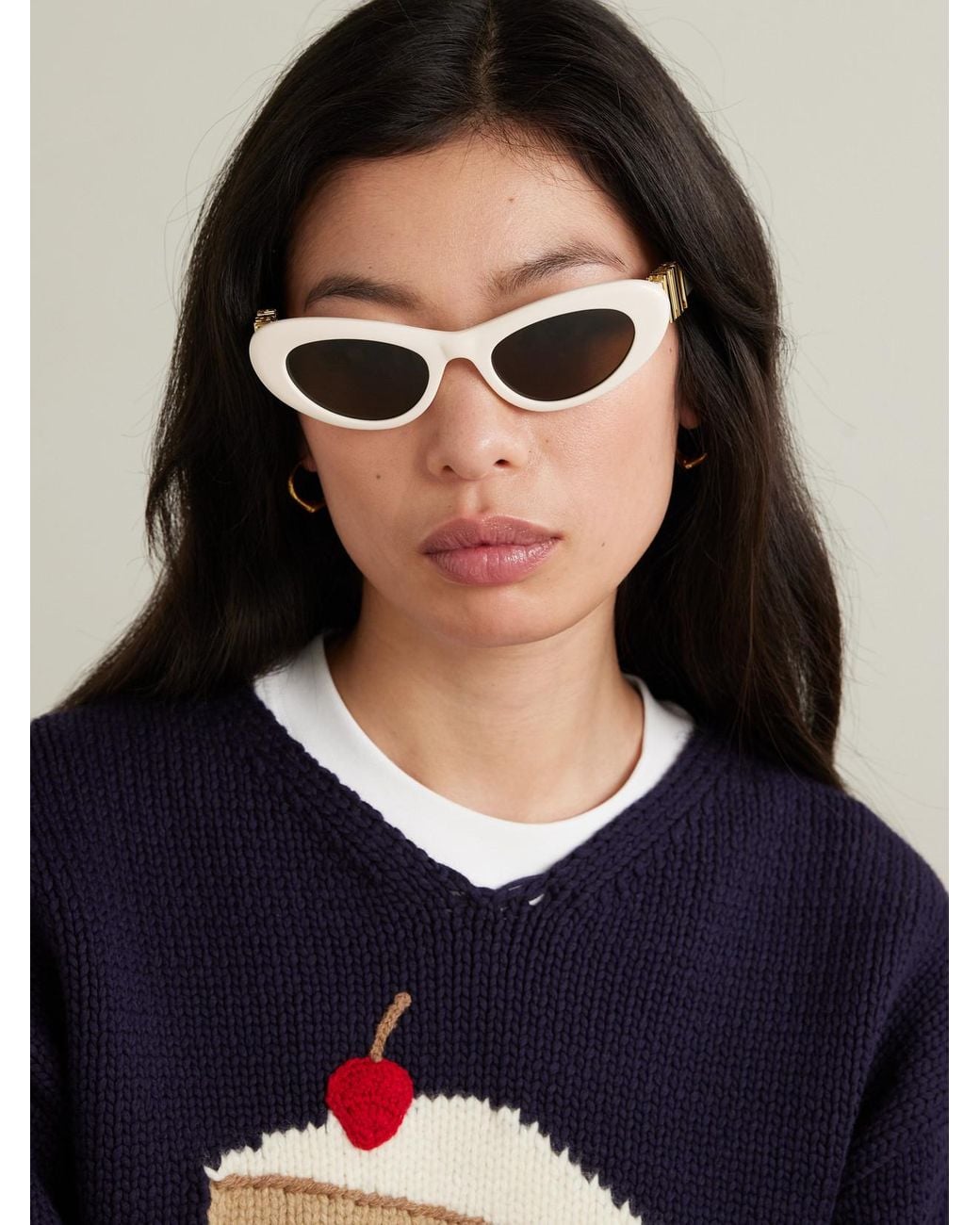 Loewe White Cocktail Cat-Eye Acetate Sunglasses