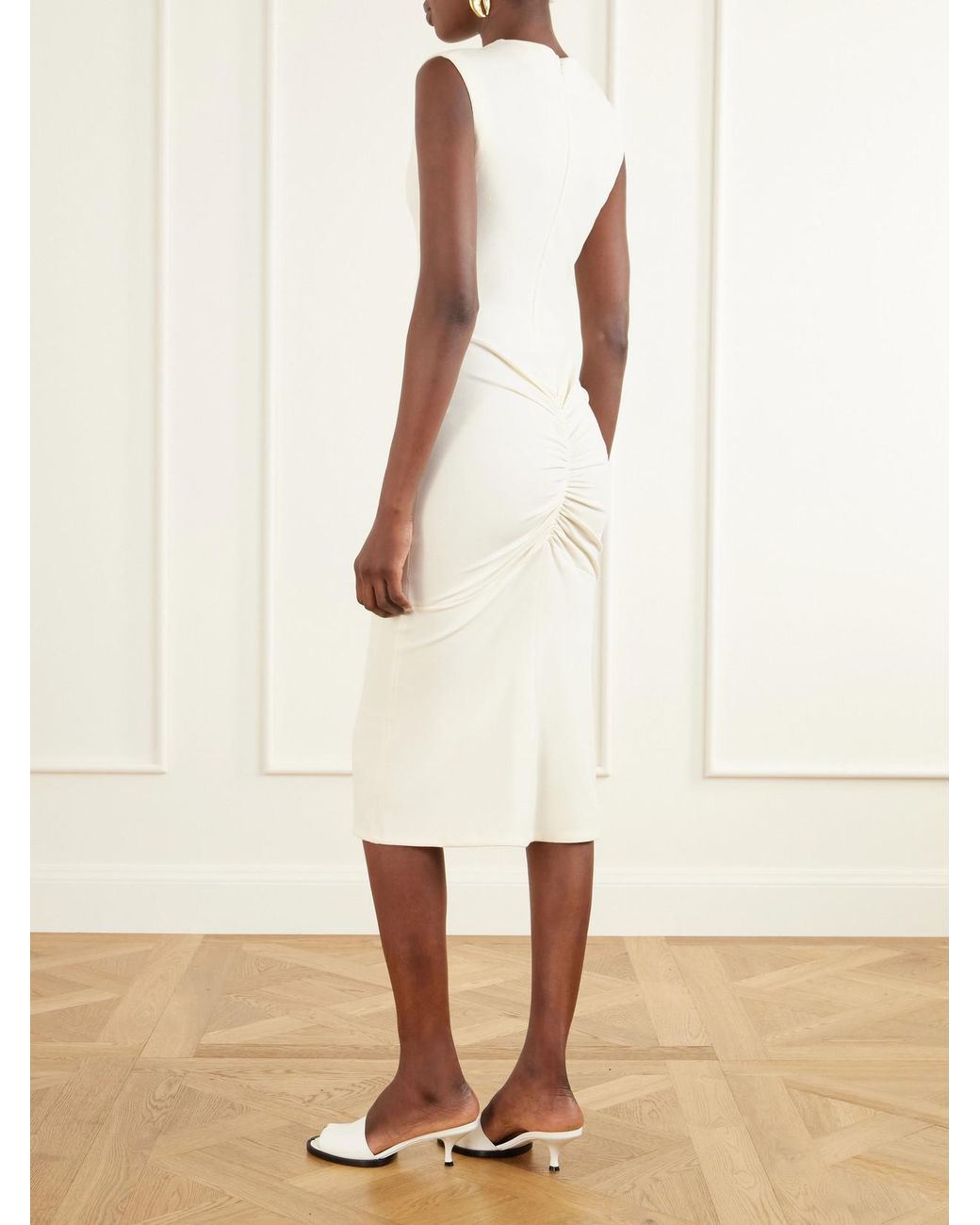 Jacquemus White La Robe Alba Crepe Midi Dress