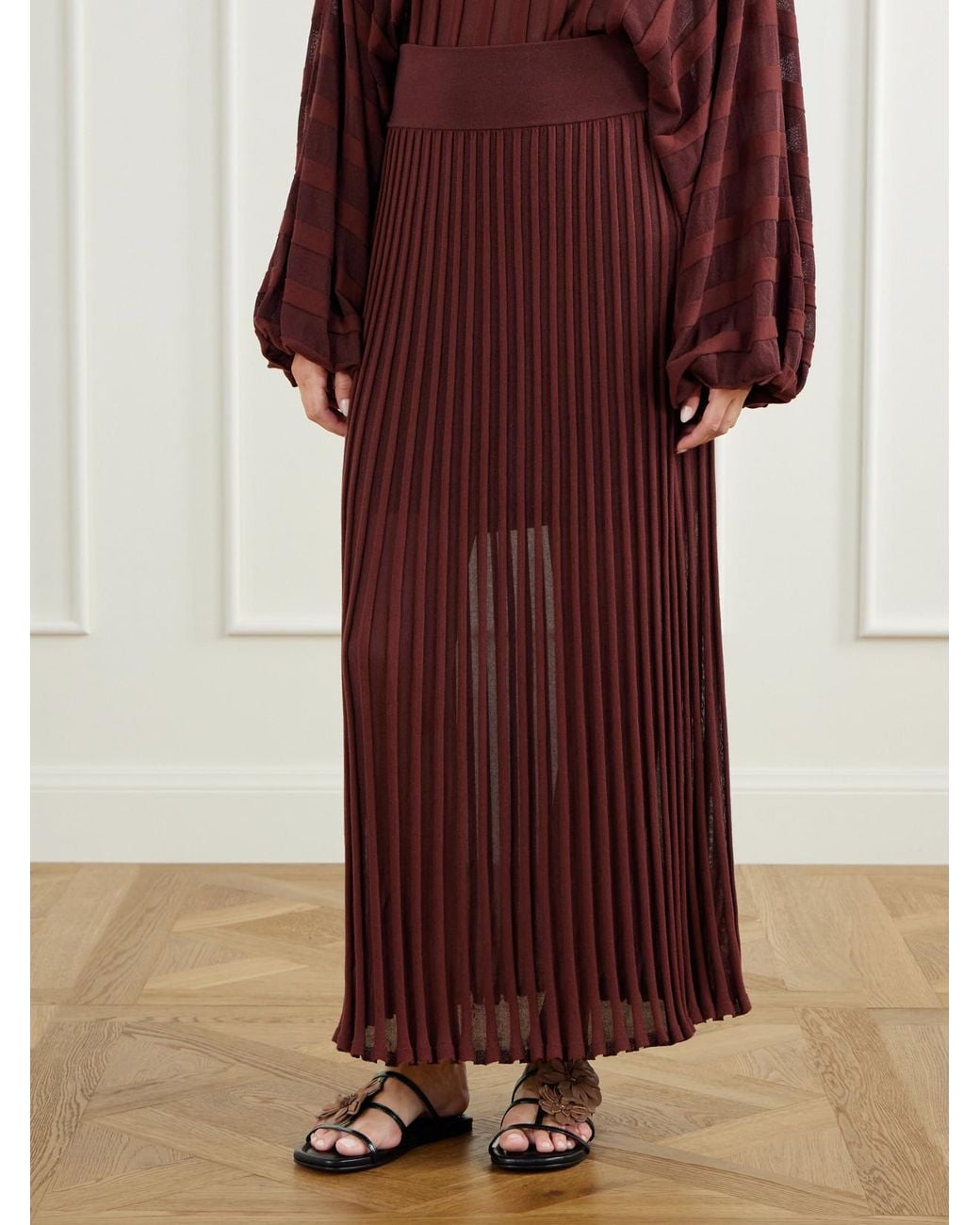Zimmermann Purple Clash Striped Jersey Midi Skirt