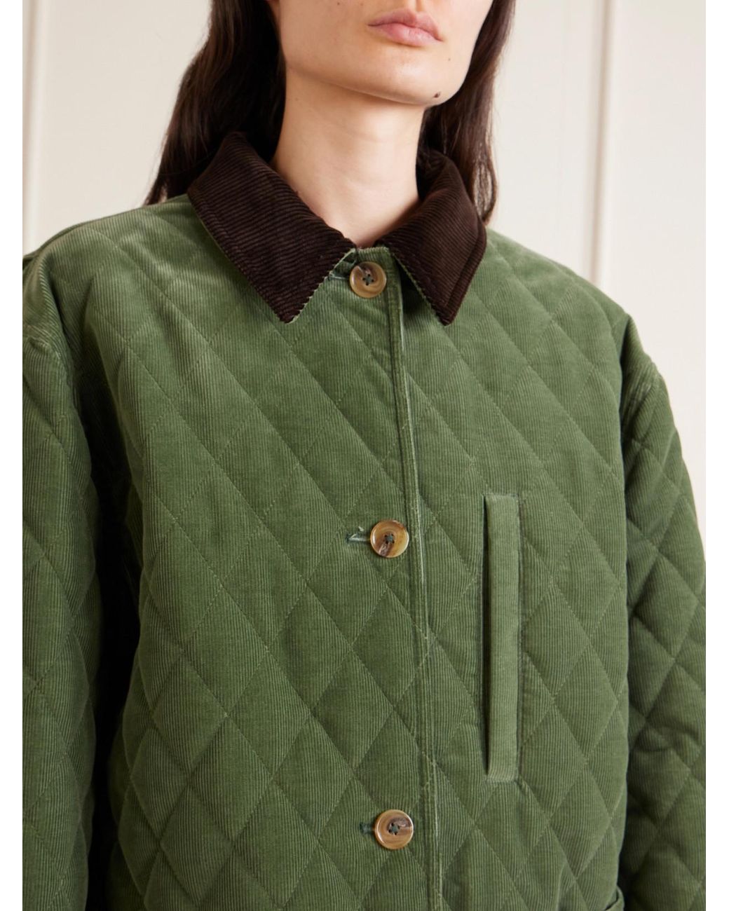 Blazé Milano Green Clelia Matellassé Cotton-Corduroy Jacket