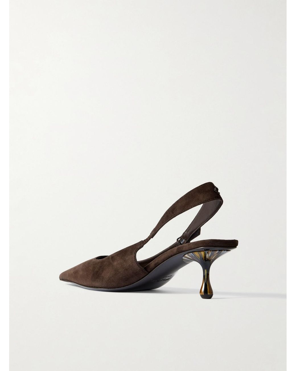 Jimmy Choo Brown Amel 50 Suede Slingback Pumps