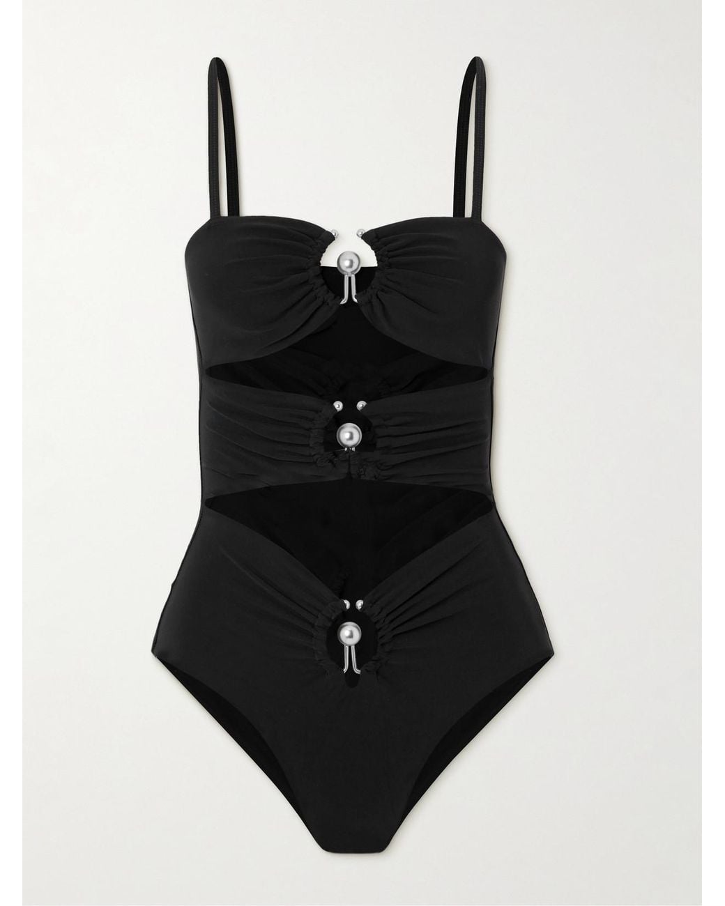 Christopher Esber Black Cutout Embellished Swimsuit