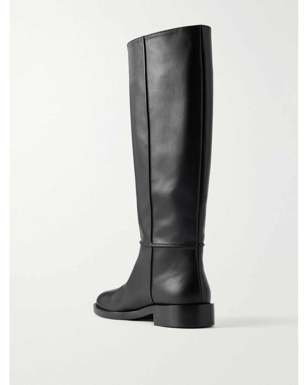 Gianvito Rossi Black Étrier Flat Leather Knee Boots