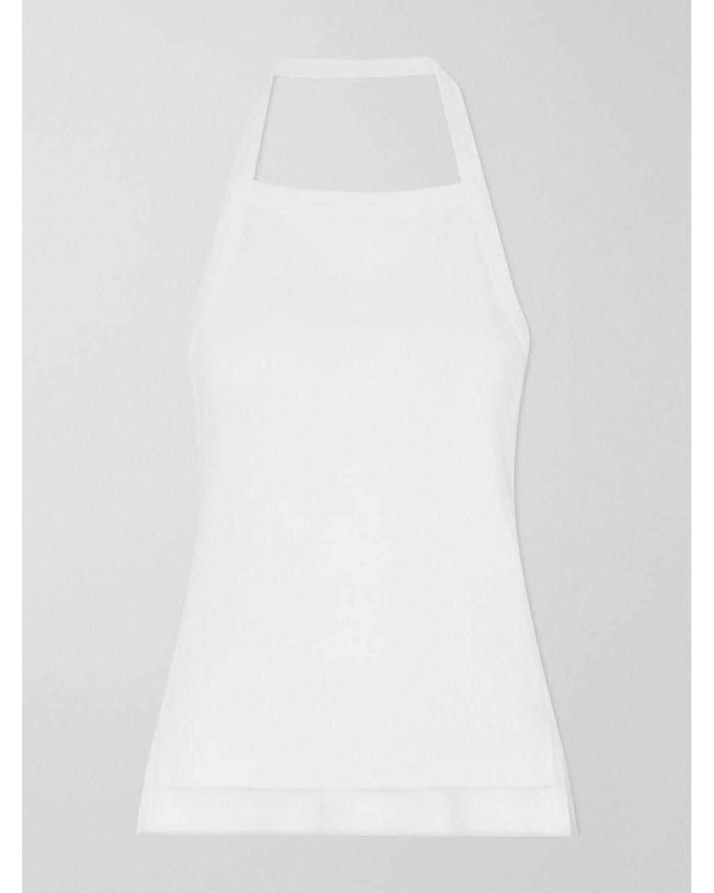 OSSOU White Clovis Cotton Jersey Halterneck Tank