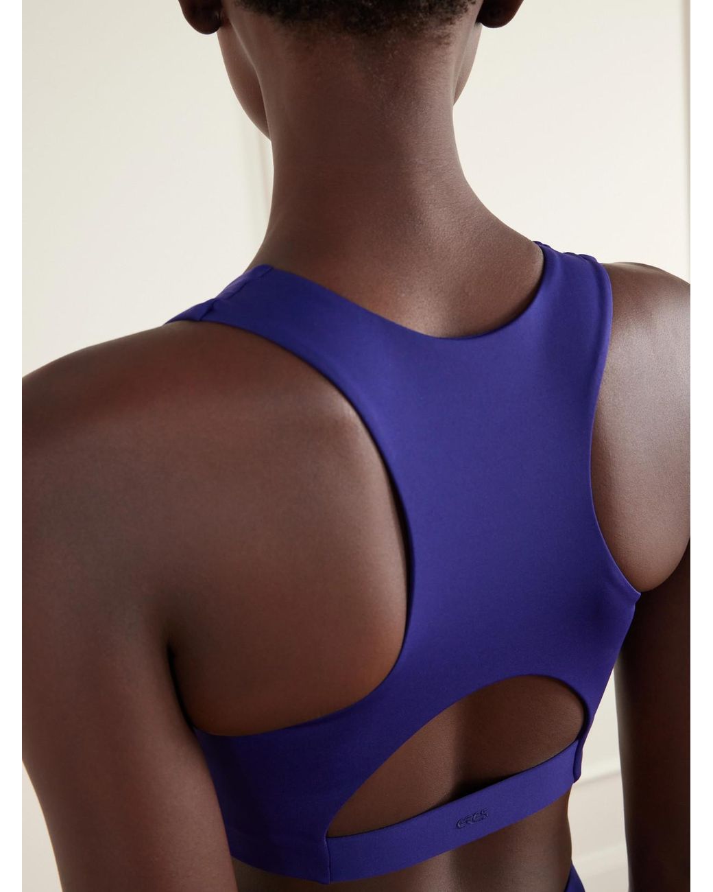 Eres Blue Marie-José Cutout Embroidered Stretch-Jersey Sports Bra