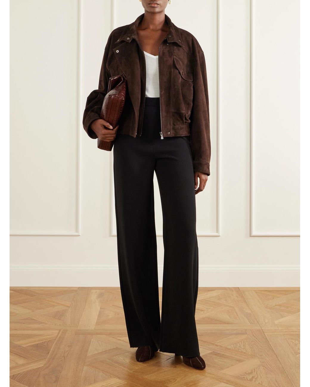 Herbert Levine Brown A Fine Line 65 Leather-Trimmed Suede Ankle Boots