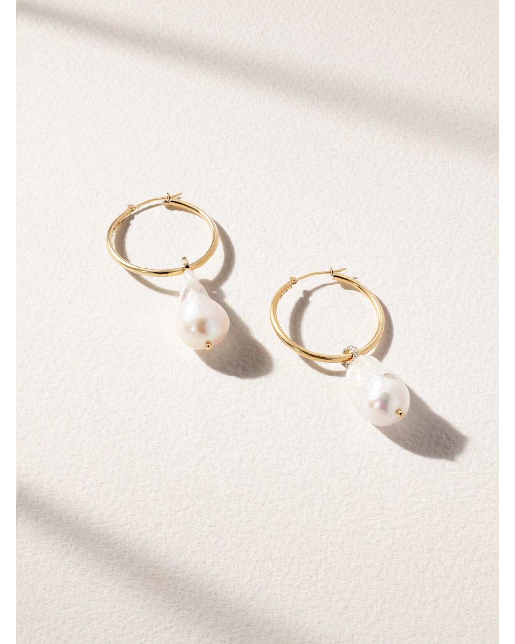 Mateo Natural 14-Karat, Pearl And Diamond Earrings