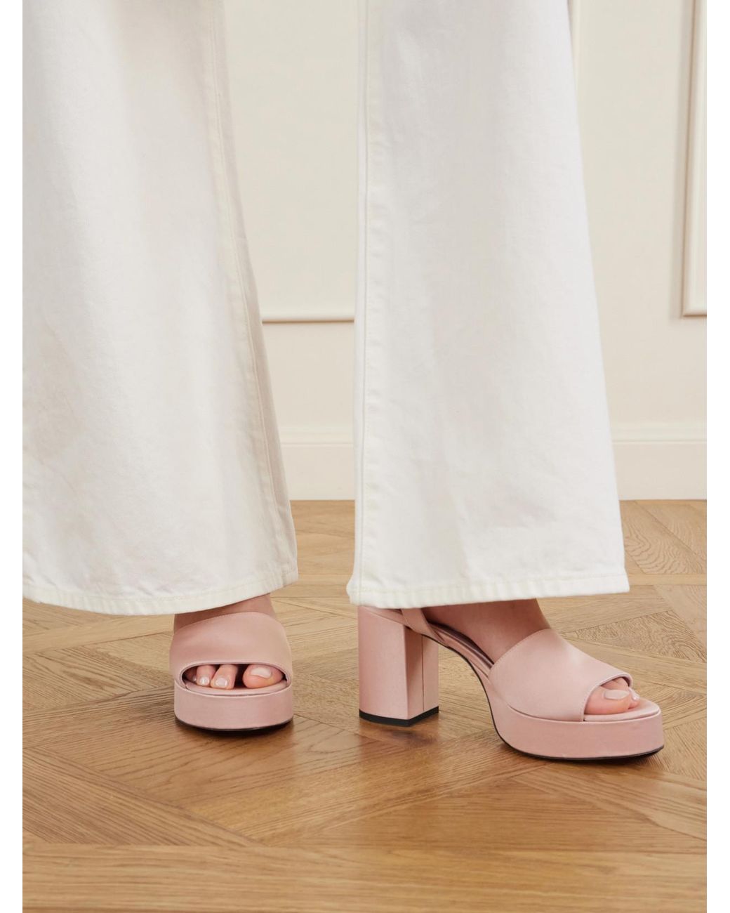 Totême Pink 90 Satin Platform Sandals