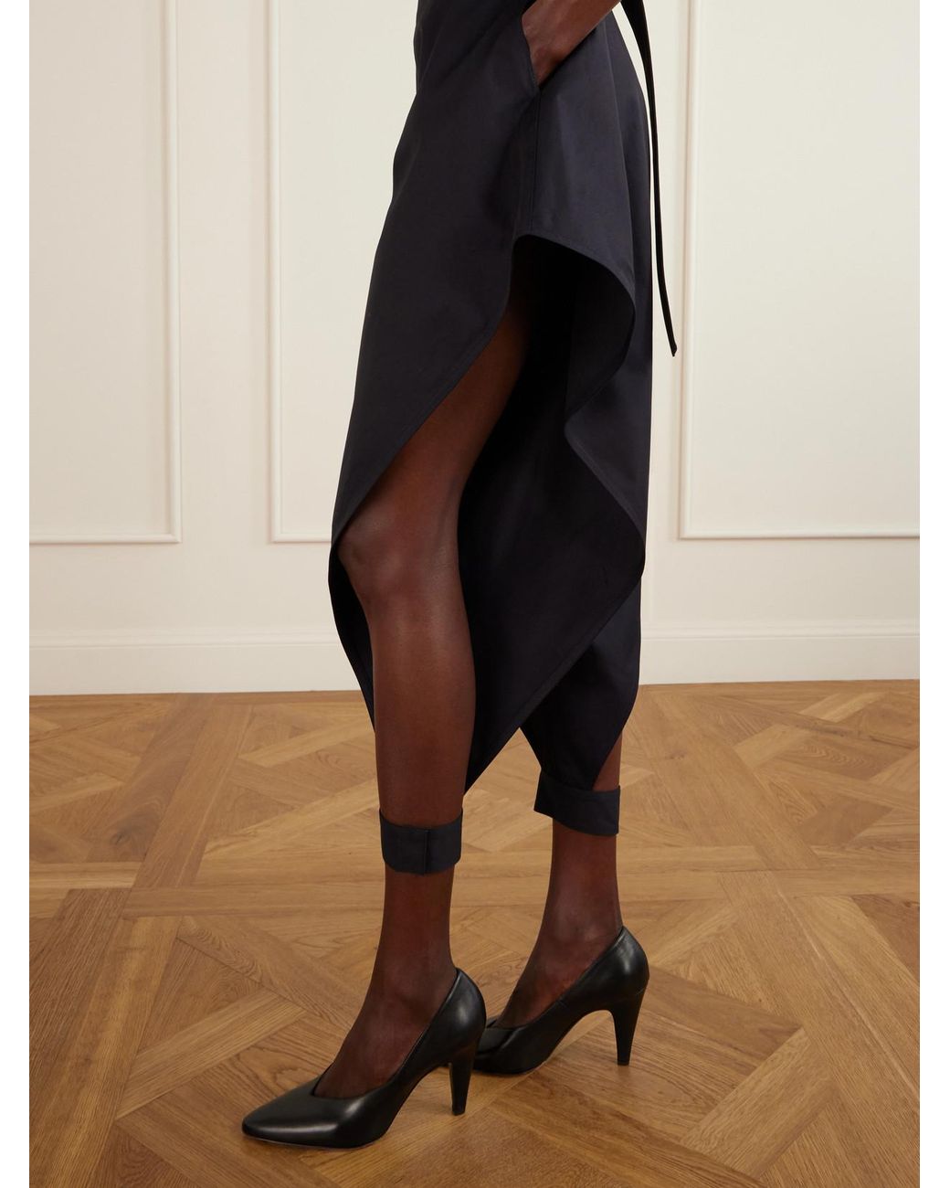 Alaïa Blue Triangle Cotton-Gabardine Wide-Leg Pants