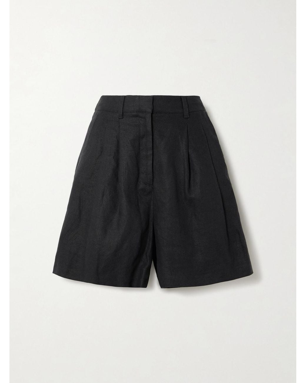 Posse Black Marchello Pleated Linen Shorts