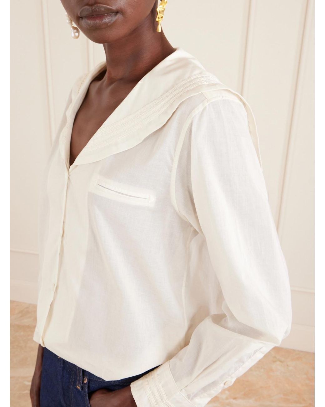 Bode Natural Marina Cotton-Voile Shirt