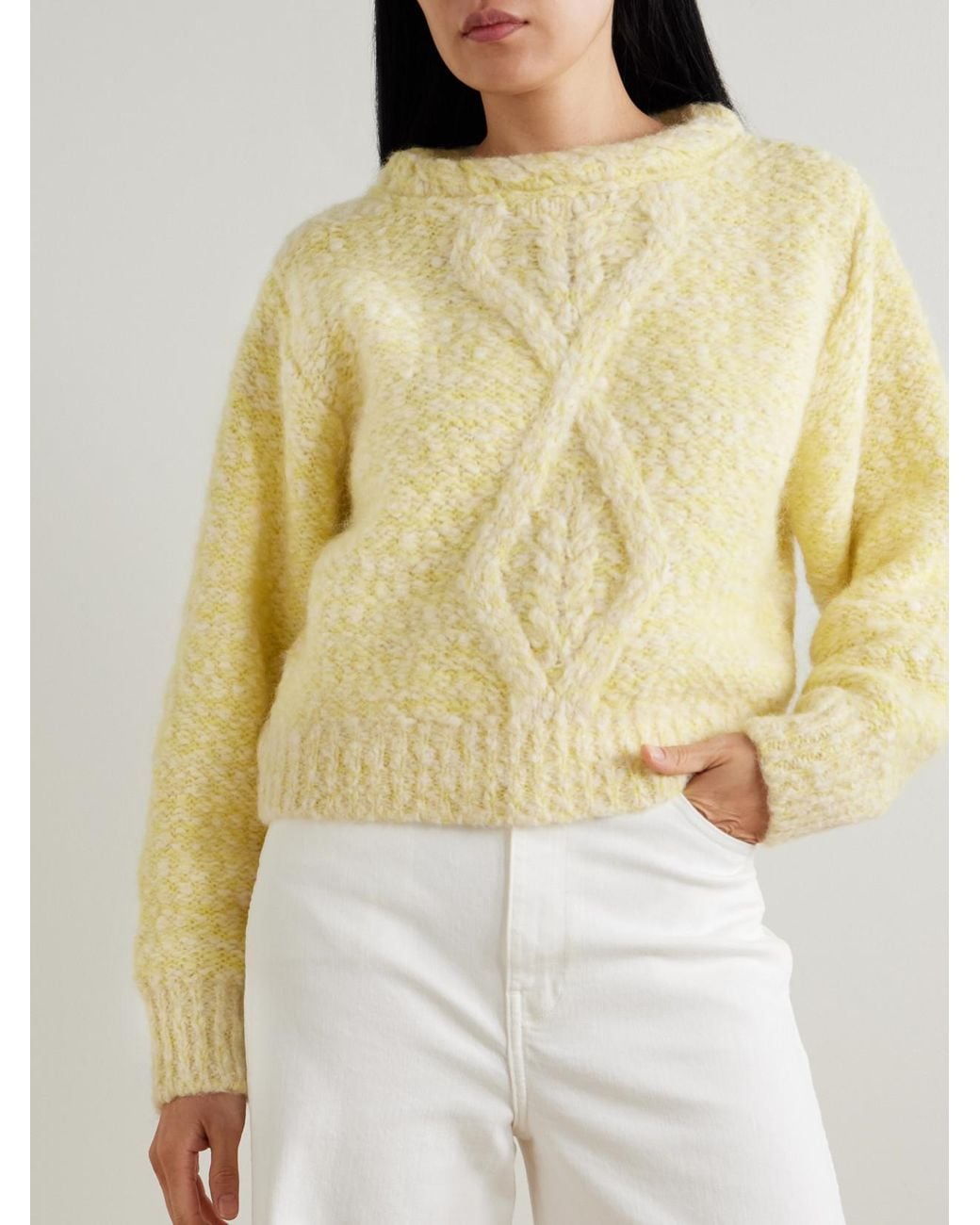 Isabel Marant Yellow Dorota Cable-Knit Alpaca-Blend Sweater