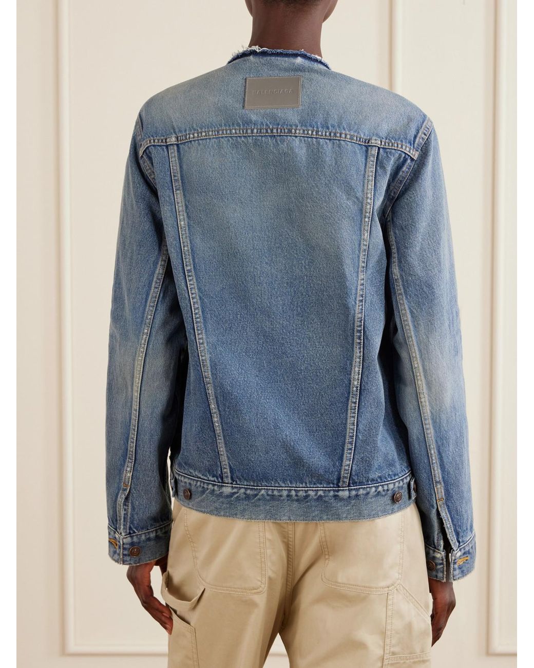 Balenciaga Blue Distressed Denim Jacket