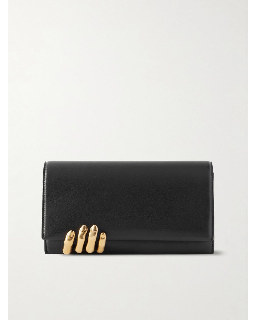 Khaite Black Embellished Textured-Leather Clutch