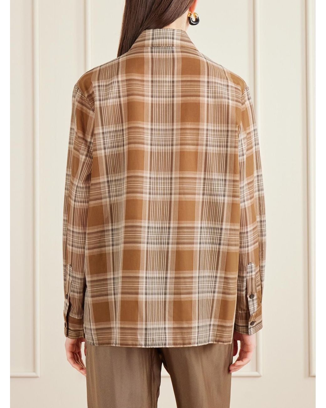 Matteau Brown Checked Cotton-Voile Shirt