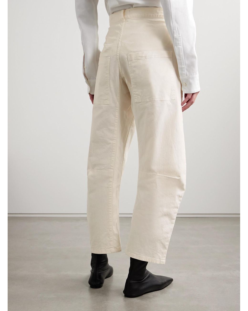 Nili Lotan Natural Shon Cotton-Blend Twill Barrel-Leg Pants