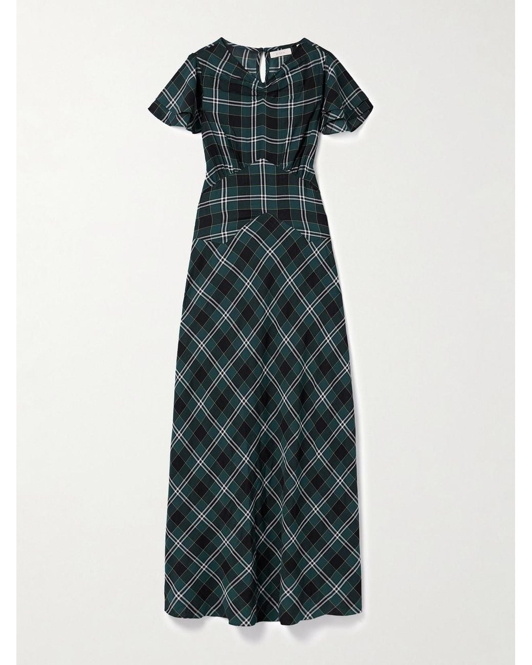 Doen Seraphine Checked Cotton-Twill Midi Dress in Green | Lyst