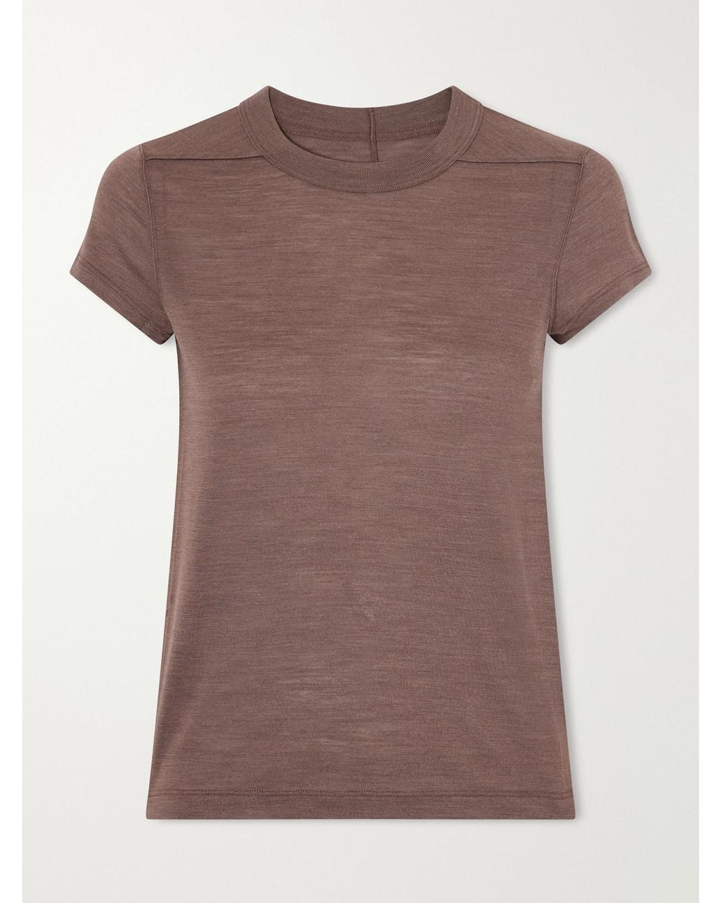 Rick Owens Brown Wool And Silk-Blend T-Shirt