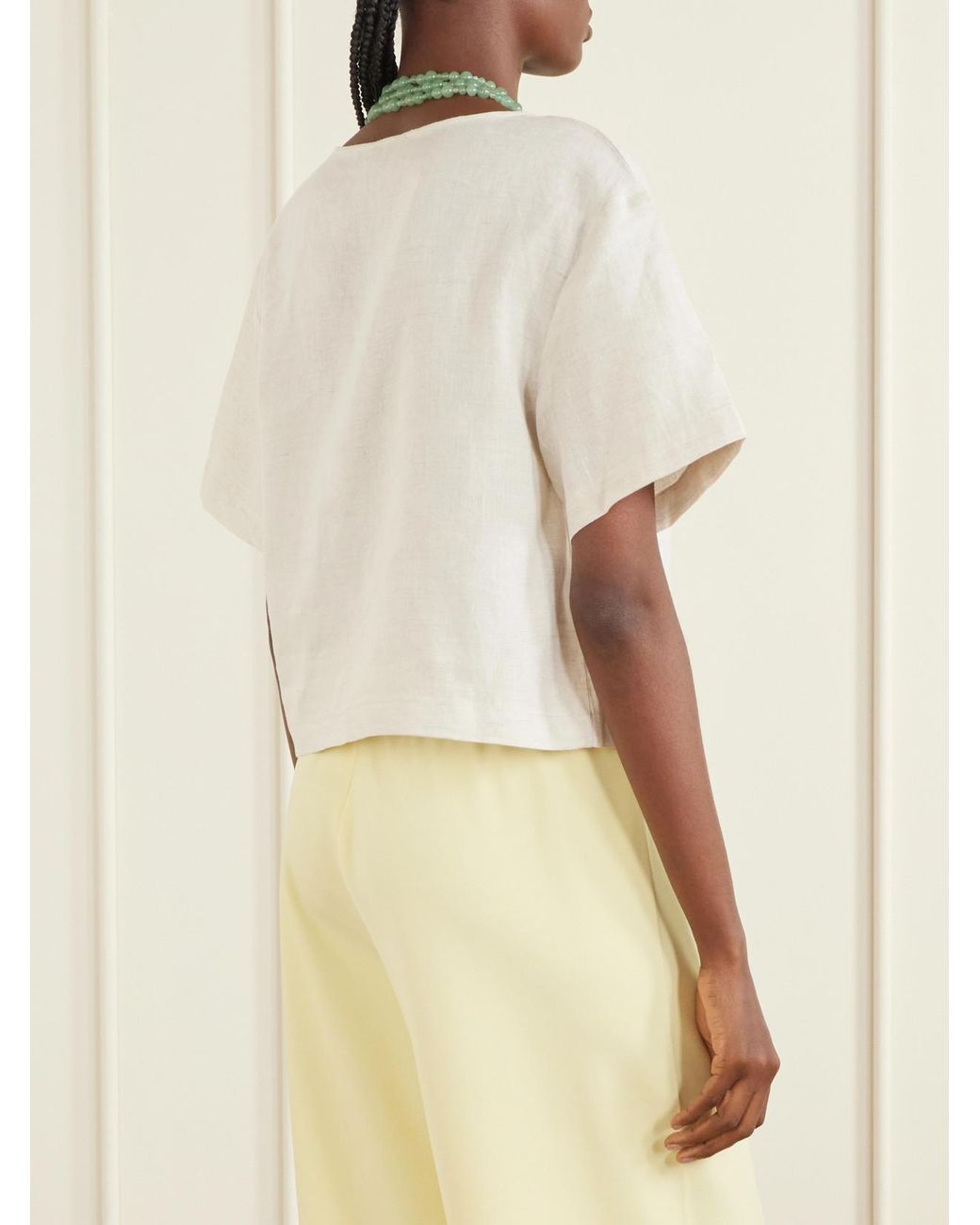 Staud Natural Ava Linen Blouse