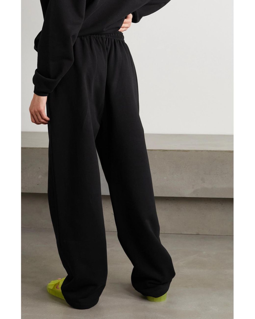 Balenciaga Black Embroidered Cotton-Jersey Track Pants