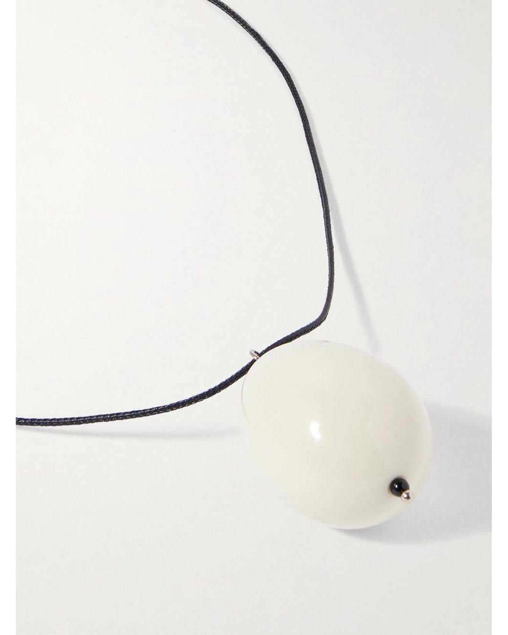 Gohar World White Host Porcelain, And Cord Necklace