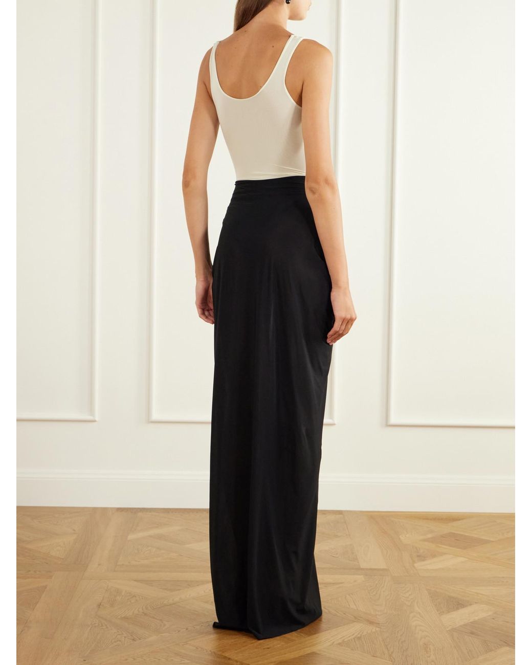 Maygel Coronel Black Aria Ruched Two-Tone Jersey Maxi Dress