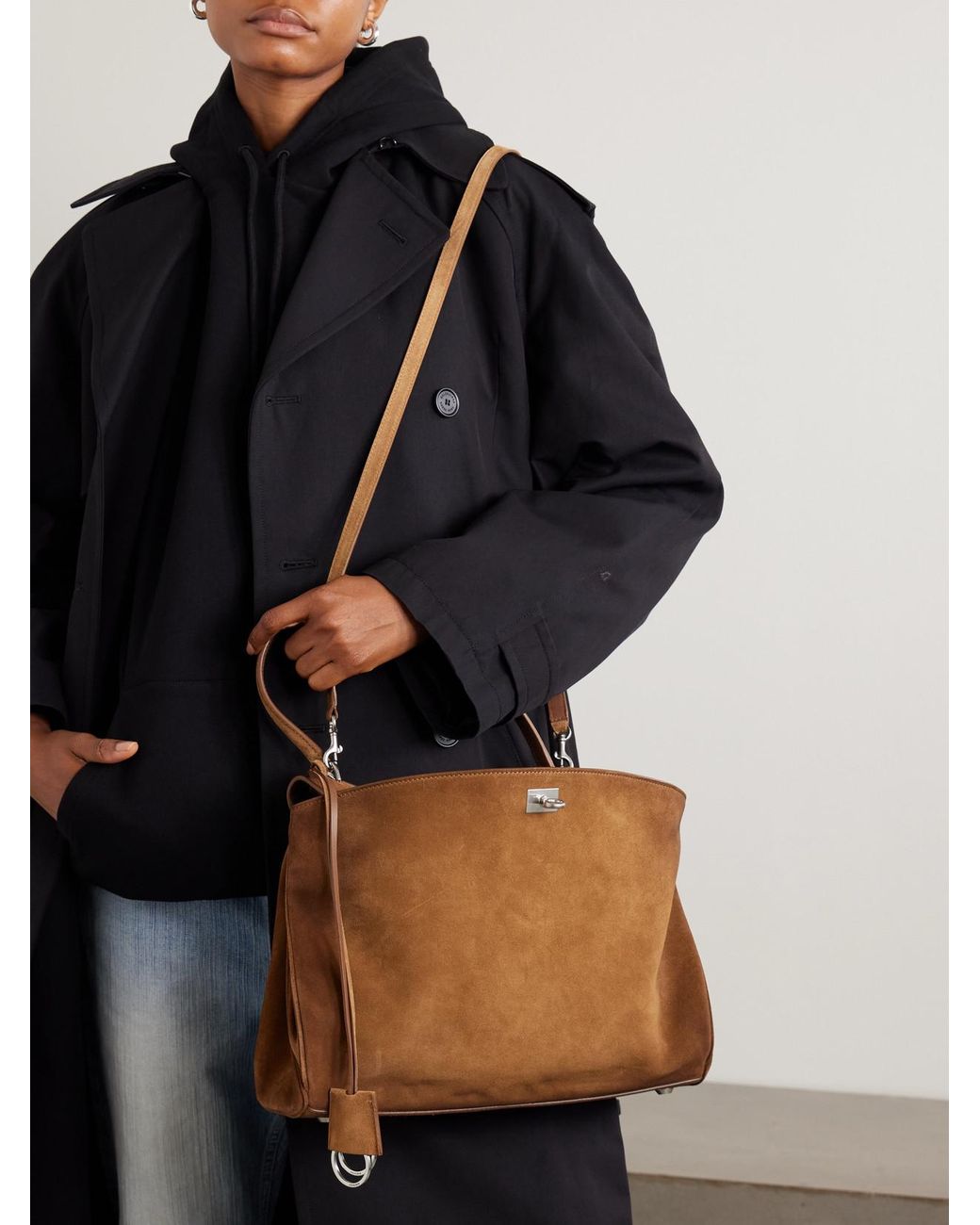 Balenciaga Brown Rodeo Medium Suede Shoulder Bag