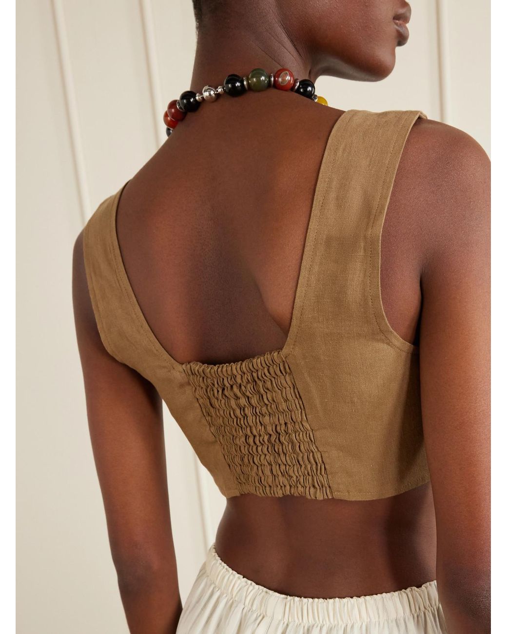 LeKasha White Jirja Linen Cropped Top
