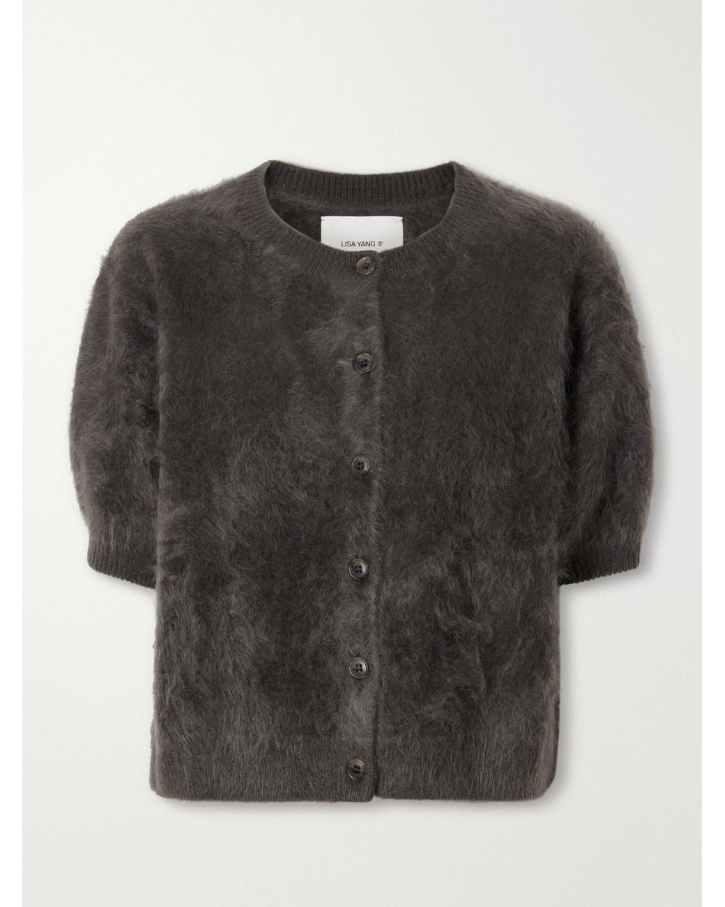 Lisa Yang Black Lucianne Brushed Cashmere Cardigan